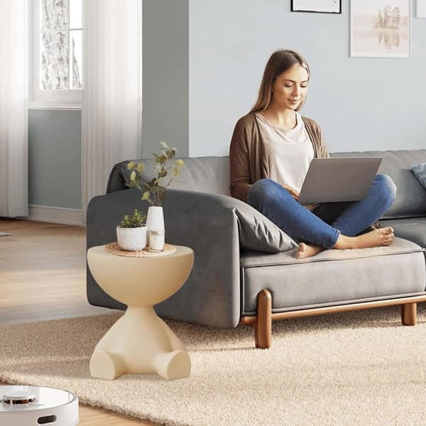 Bomclap Runt Sidobord – Litet Soffbord för Vardagsrum, Sovrum & Sängsida