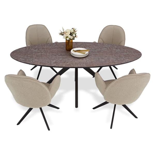 Spisebordssæt, 200x95x76 cm, Brun, Beige