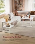 Miniatyrbillede 4 af 6: Rootz 2 -stykke sofabord sæt - LED -lette borde - Hård glasborde - Moderne design - 60x60x45cm & 50x50x40cm - Hvid gennemsigtig