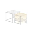 Miniatyrbillede 1 af 6: Rootz 2 -stykke sofabord sæt - LED -lette borde - Hård glasborde - Moderne design - 60x60x45cm & 50x50x40cm - Hvid gennemsigtig