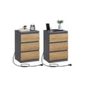 Miniatyrbild 1 av 7: ROTZ 2 -bitar Set Bedside Table - Nightstand - End Table - Laddningsstation - Grå, brun - 35 cm x 40 cm x 59 cm