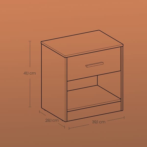 Rootz 2 -stykke sæt Bedside Table - Side Bord - Natbord - Holdbart træspanel - 28,1 cm x 39,1 cm x 41,1 cm