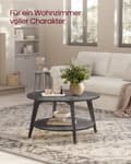 Miniatyrbillede 3 af 7: Rootz 2 -niveau Sofabord - Round Table - Accent Table - Dual Storage - 80 cm D x 45 cm H