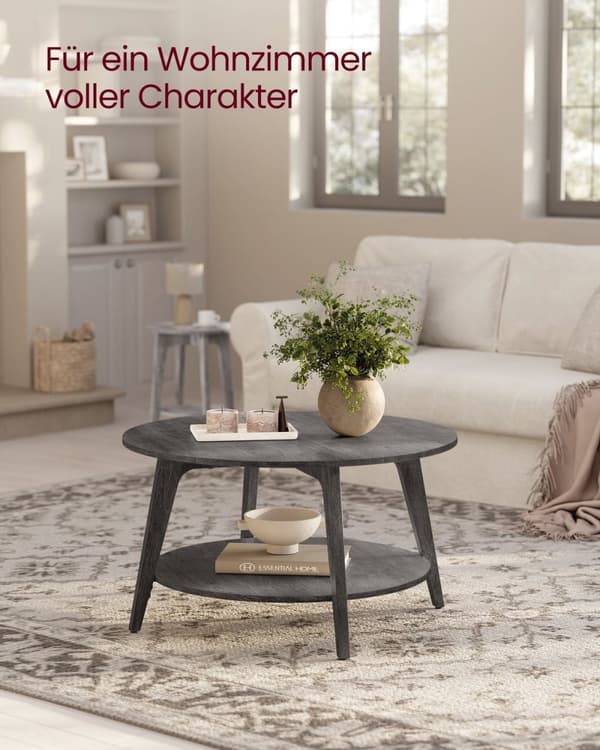 Rootz 2 -niveau Sofabord - Round Table - Accent Table - Dual Storage - 80 cm D x 45 cm H