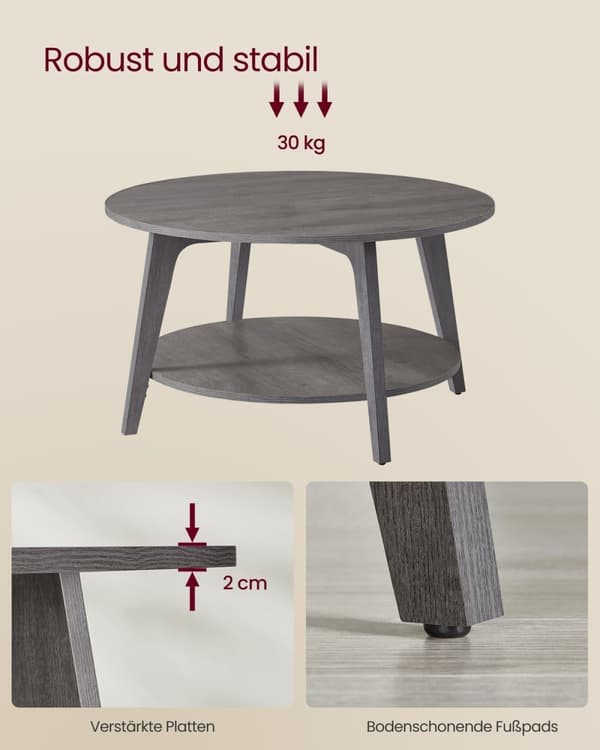 Rootz 2 -niveau Sofabord - Round Table - Accent Table - Dual Storage - 80 cm D x 45 cm H