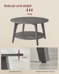 Miniatyrbillede 4 af 7: Rootz 2 -niveau Sofabord - Round Table - Accent Table - Dual Storage - 80 cm D x 45 cm H