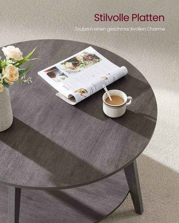 Rootz 2 -niveau Sofabord - Round Table - Accent Table - Dual Storage - 80 cm D x 45 cm H