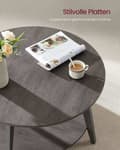 Miniatyrbillede 5 af 7: Rootz 2 -niveau Sofabord - Round Table - Accent Table - Dual Storage - 80 cm D x 45 cm H