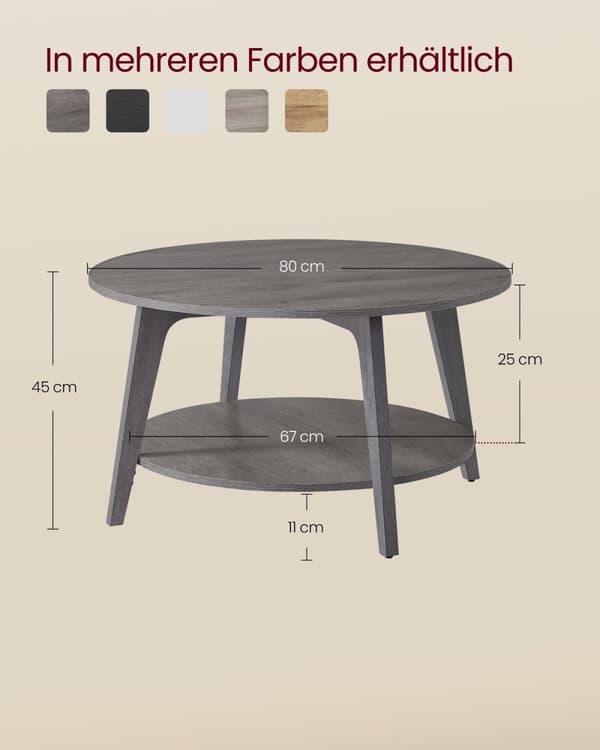 Rootz 2 -niveau Sofabord - Round Table - Accent Table - Dual Storage - 80 cm D x 45 cm H