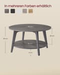 Miniatyrbillede 6 af 7: Rootz 2 -niveau Sofabord - Round Table - Accent Table - Dual Storage - 80 cm D x 45 cm H