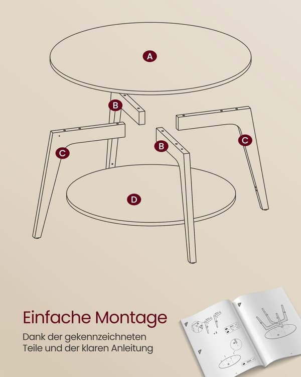 Rootz 2 -niveau Sofabord - Round Table - Accent Table - Dual Storage - 80 cm D x 45 cm H