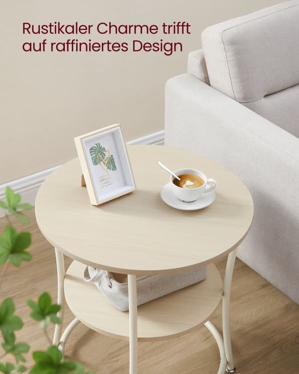 ROOTZ 2 Hylde Tillægstabel - Opbevaringstabel - Stålramme Tabel - Holdbart design - 55 cm x 55 cm - Brun, hvid
