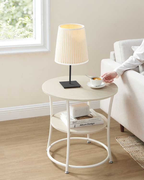 ROOTZ 2 Hylde Tillægstabel - Opbevaringstabel - Stålramme Tabel - Holdbart design - 55 cm x 55 cm - Brun, hvid