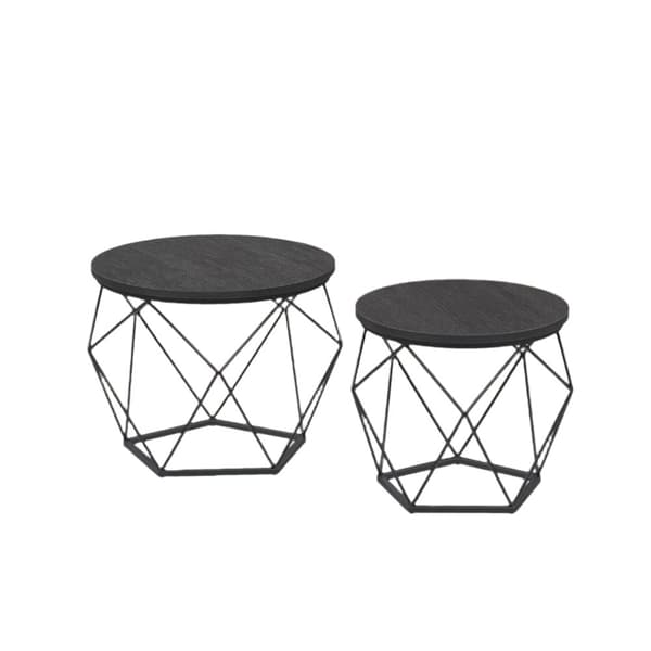 Rootz 2 Set Round soffbord - vardagsrumsbord - sidobord - Stylisk design - 50 cm x 40 cm & 40 cm x 36 cm