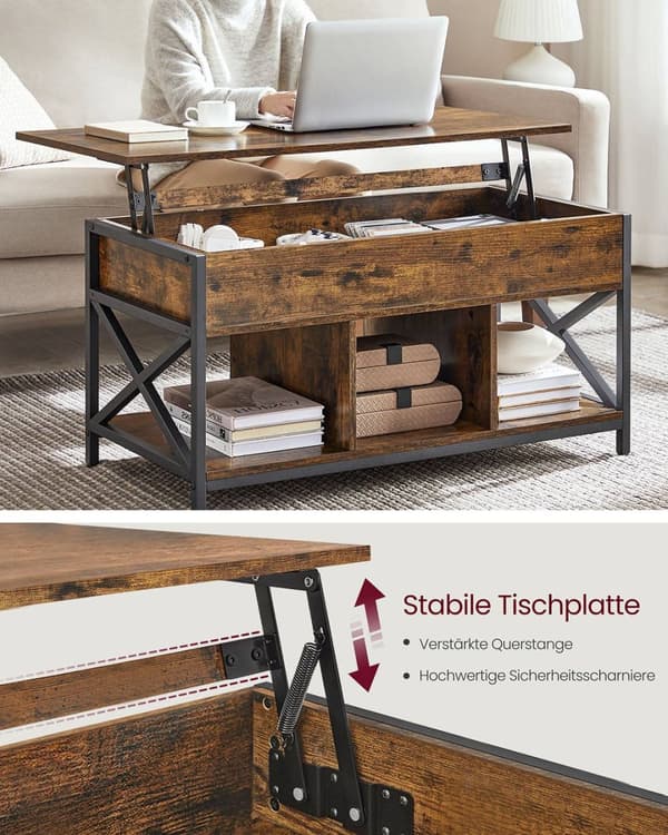 Rootz Justerbar sofabord - Brun -sort - Højde -justerbar bord - Træspanel - 50 x 100 cm x 46,5-62 cm
