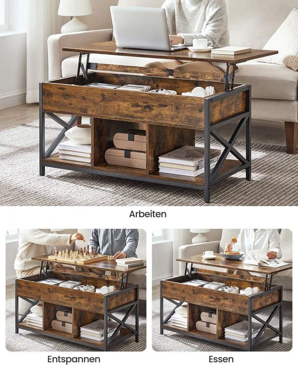 Rootz Justerbar sofabord - Brun -sort - Højde -justerbar bord - Træspanel - 50 x 100 cm x 46,5-62 cm