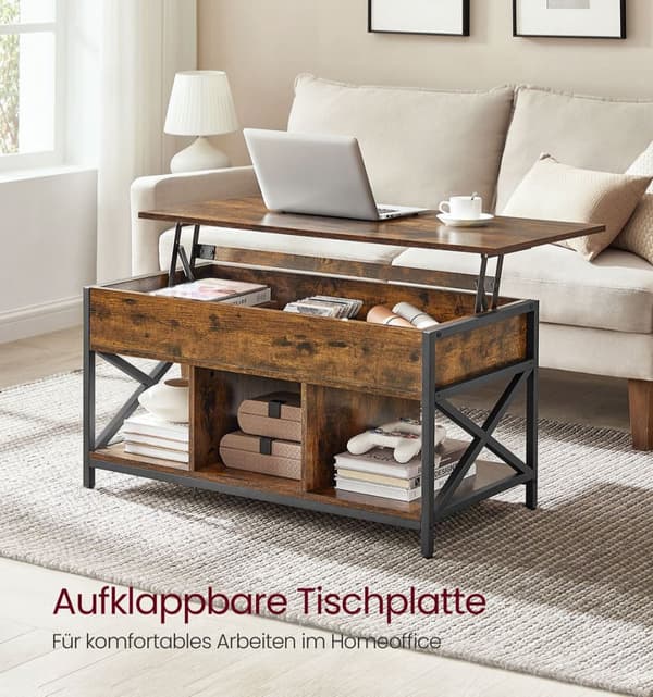 Rootz Justerbar sofabord - Brun -sort - Højde -justerbar bord - Træspanel - 50 x 100 cm x 46,5-62 cm
