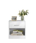 Miniatyrbillede 1 af 5: Rootz Bedside Table - Side Bord - Natbord - Med skuffe til ekstra opbevaring - Hvid - 28 cm x 39 cm x 41 cm