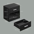 Miniatyrbillede 5 af 5: Rootz Bedside Table - Side Bord - Natbord med skuffe - Træspanel - Klassisk sort - 28 cm x 39 cm x 41 cm
