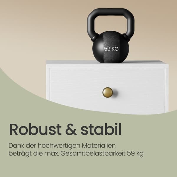 Rootz sängbord - sidobord - nattduksbord med låda - träben - rymdbesparande - 28 x 39 x 55 cm