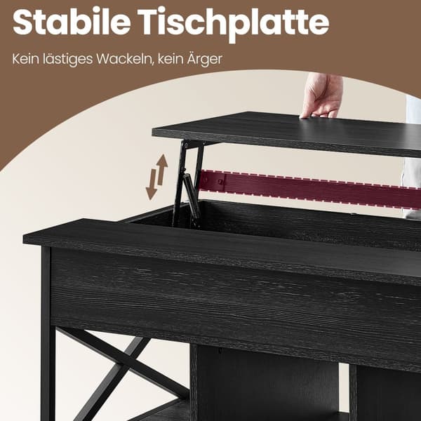 Rootz Sofabord - Højdejusterbar bordplade - Træspanelbord - Stålramme - 60 cm x 100 cm x (48-62) cm