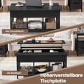 Miniatyrbillede 5 af 6: Rootz Sofabord - Højdejusterbar bordplade - Træspanelbord - Stålramme - 60 cm x 100 cm x (48-62) cm