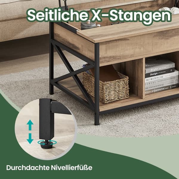 Rootz soffbord - Höjdjusterbar bord - Träflipplatta - Stål - Camel Brown Black - 60 x 100 x (48-62) cm