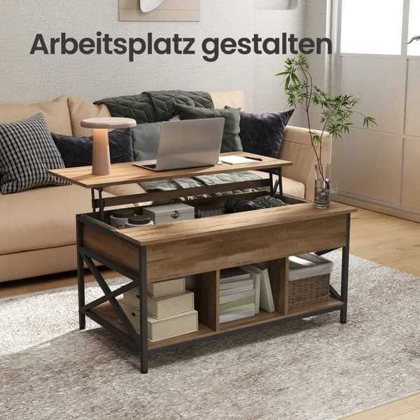 Rootz soffbord - Höjdjusterbar bord - Träflipplatta - Stål - Camel Brown Black - 60 x 100 x (48-62) cm