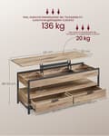 Miniatyrbillede 5 af 5: Rootz Sofabord med skuffer - Træspanel - Stål - 50x120cm - Justerbar højde 48-63 cm - Kamelbrunt blæk sort