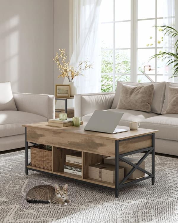Rootz Sofabord med skuffer - Opbevaringsrum - Justerbar højde - Rumbesparende - Træspanel og stål - 50 x 100 x 48-63 cm