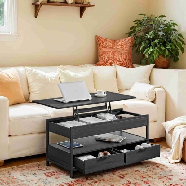 Rootz soffbord - vardagsrumsbord - höjdjusterbar bordsskiva - rymdbesparande - 50 x 100 x 48-63 cm - Anthracite grått bläck svart