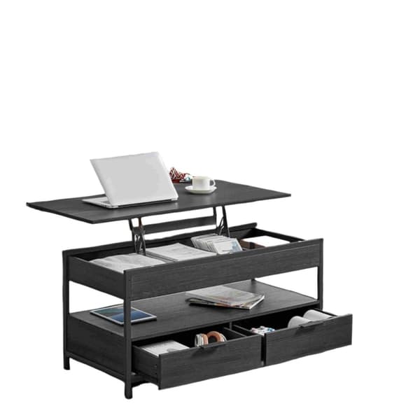 Rootz soffbord - vardagsrumsbord - höjdjusterbar bordsskiva - rymdbesparande - 50 x 100 x 48-63 cm - Anthracite grått bläck svart
