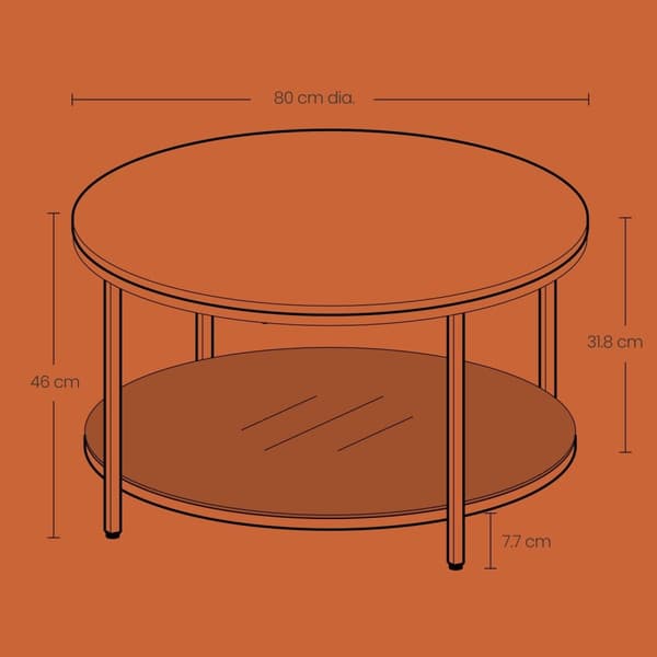 Rootz sofabord - stuebord - sofatisk - justerbar fod - 80 cm D x 46 cm h