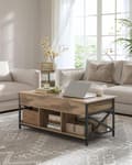 Miniatyrbild 2 av 5: Rootz soffbord - cocktailbord - vardagsrumsbord - dold & öppen förvaring - trä spånbräda & stål - brun, svart - 60 x 120 x (48-62) cm