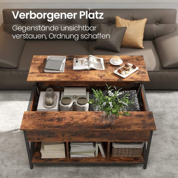 Rootz höjdjusterbart soffbord - brunsvart - vardagsrumsbord - trä spånskiva - stål - 60 x 100 x (48-62) cm