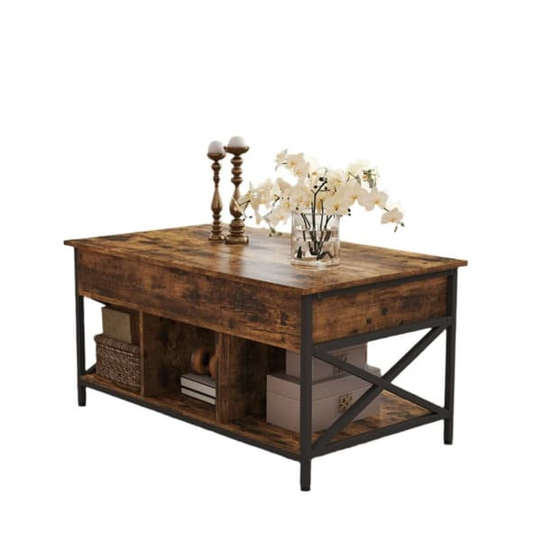 Rootz höjdjusterbart soffbord - brunsvart - vardagsrumsbord - trä spånskiva - stål - 60 x 100 x (48-62) cm