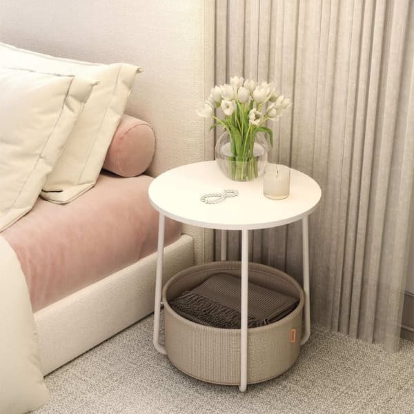 Rootz Round Side Bord - Lille sofabord - Kompakt bord - Let opbevaring - 45 cm D x 50 cm H