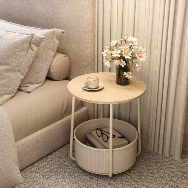 Rootz Round Side Bord - Lille sofabord - Kompakt bord - Stilfuldt design - 45 cm x 50 cm
