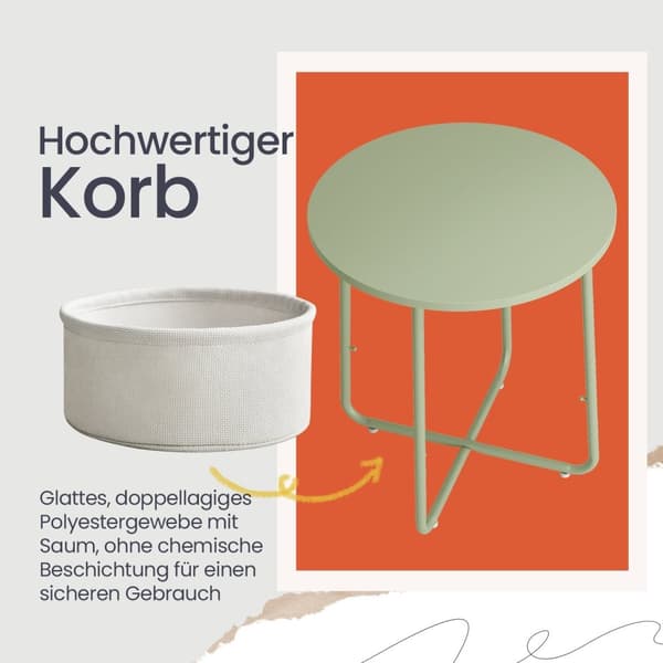 Rootz Round sofabord - Lille bord - Sidebord - Alsidig design - 45 cm D x 50 cm H, stofkurv: 39,6 cm D x 18,2 cm h