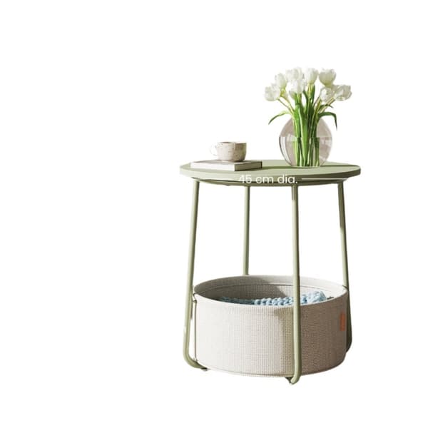 Rootz Round sofabord - Lille bord - Sidebord - Alsidig design - 45 cm D x 50 cm H, stofkurv: 39,6 cm D x 18,2 cm h