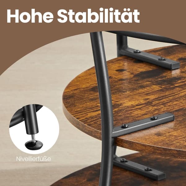 Rootz Round sofabord - Sofatisk med hylde - Stue Bord - Holdbart træspanel og stål - 80 cm x 45 cm