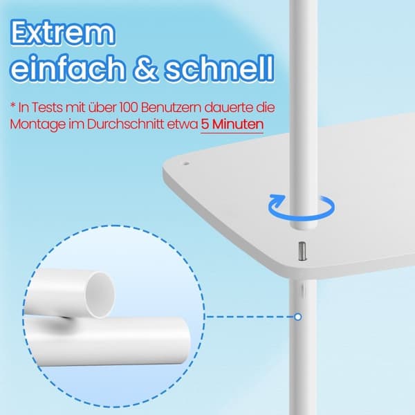 Rootz sidebord med 3 hylder - Opbevaringsbord - Display Stand - Holdbart design - 30 cm x 34 cm x 58 cm Snehvide