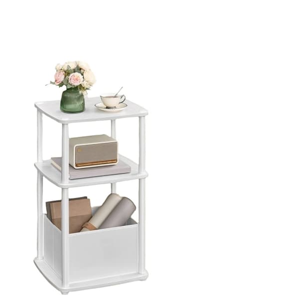 Rootz sidebord med 3 hylder - Opbevaringsbord - Display Stand - Holdbart design - 30 cm x 34 cm x 58 cm Snehvide