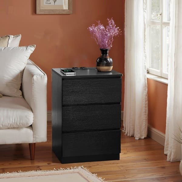 Rootz Side Tabel 3 -skuffer - natbord - Bedstabel - Moderne design - Ebony Black - 35 cm x 40 cm x 59 cm