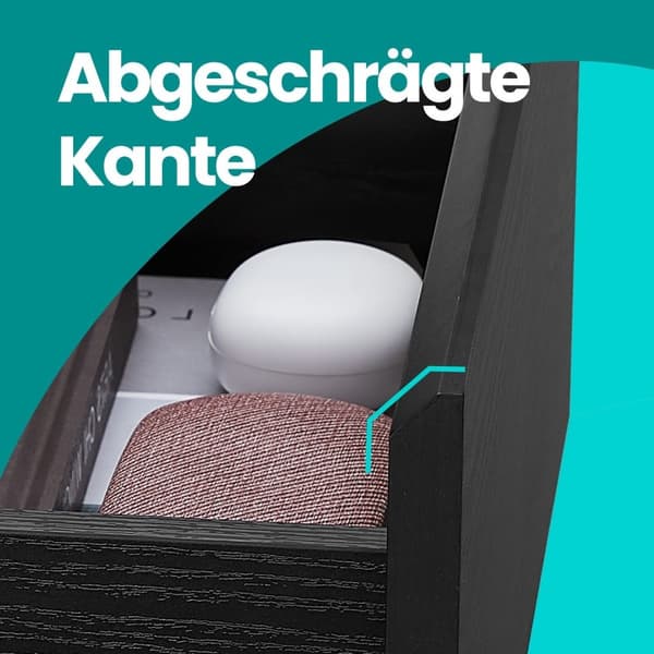 Rootz Side Tabel 3 -skuffer - natbord - Bedstabel - Moderne design - Ebony Black - 35 cm x 40 cm x 59 cm