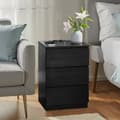 Miniatyrbillede 2 af 5: Rootz Side Tabel 3 -skuffer - natbord - Bedstabel - Moderne design - Ebony Black - 35 cm x 40 cm x 59 cm