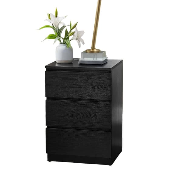 Rootz Side Tabel 3 -skuffer - natbord - Bedstabel - Moderne design - Ebony Black - 35 cm x 40 cm x 59 cm