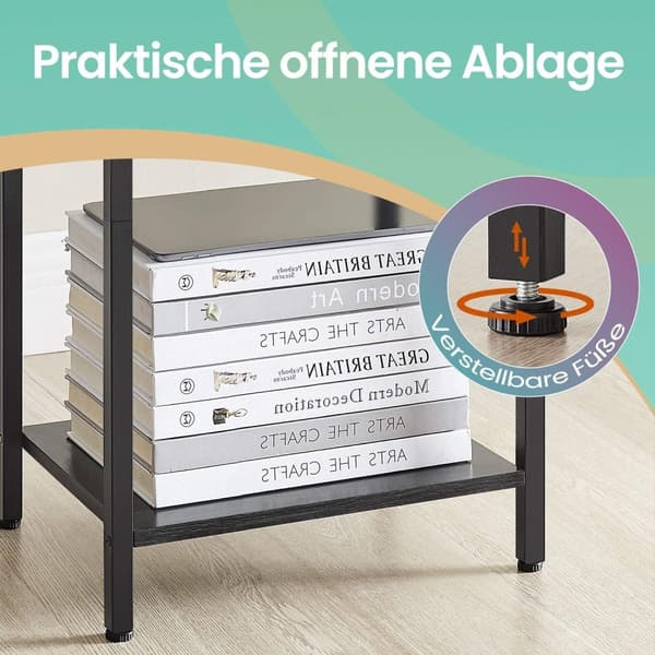 ROTZ SIDA TABLE - Bedside Table - Nightstand With Shelf & Fabric Drawer - Space Saving Design - 28,1 x 38,1 x 61,1 cm