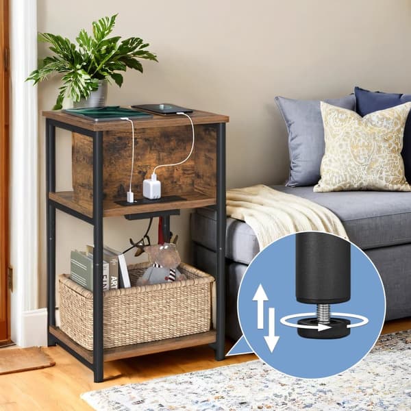 ROTZ LITT SIDABORD - Bedside Table - Mal Nightstand - Inkluderar Socket Strip - 30cm x 34 cm x 58 cm