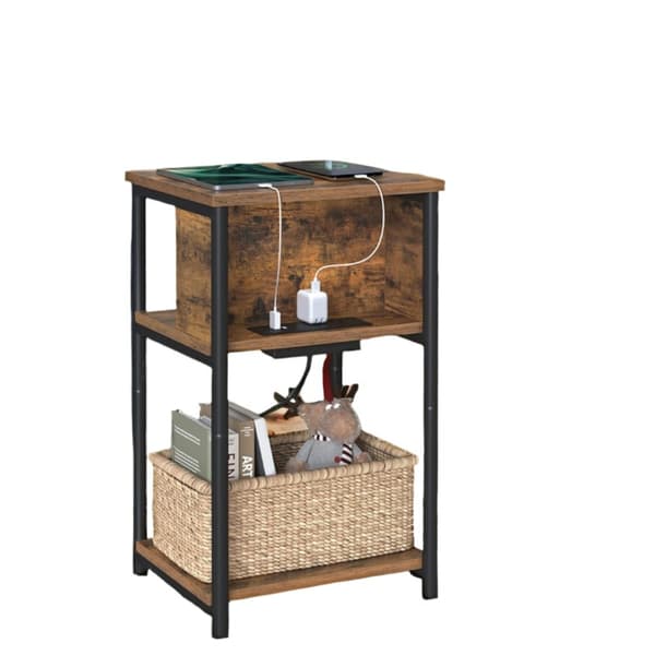 ROTZ LITT SIDABORD - Bedside Table - Mal Nightstand - Inkluderar Socket Strip - 30cm x 34 cm x 58 cm